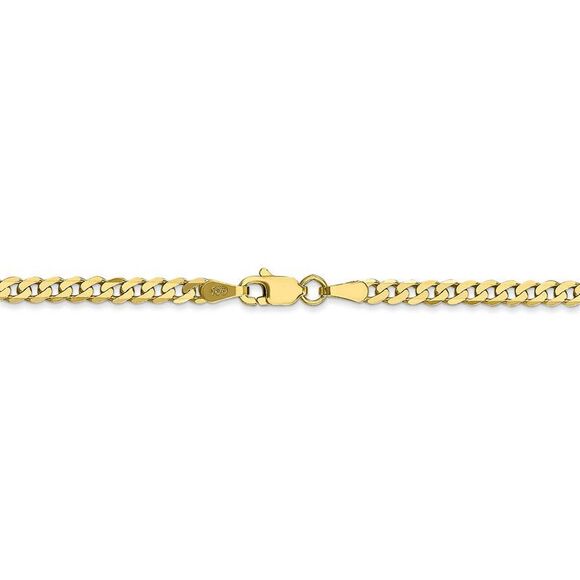 2.9mm 10k Yellow Gold Flat Beveled Curb Chain Necklace, 24 Inch